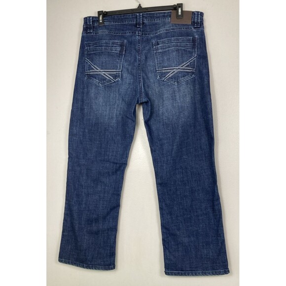 TK Axel Jeans Mens 38/30 Blue Slim Boot Leg Cut Dark Blue Wash - Picture 2 of 11